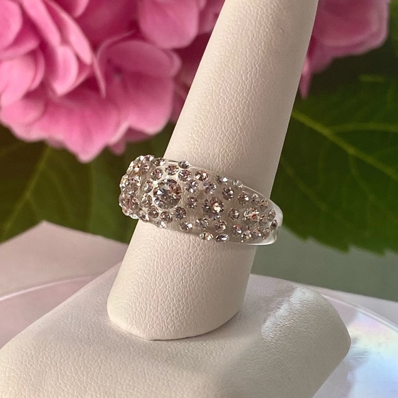 Acrylic Crystal Ring Embellished With Genuine“Crystal Stone Elements, New! - Picture 10 of 11
